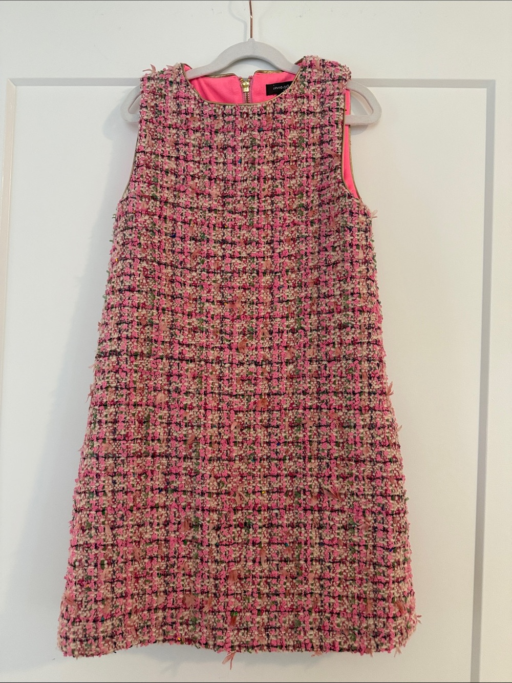 IMOGA Girls' Pink Tweed Shift Dress
